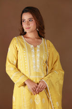 Urviya Chikankari Tissue Golden Cutdaana Pearl Work Galla Boota Daraj Suit