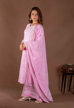 Urviya Chikankari Mul Chanderi Pink Pearl work and Cutdaana Suit