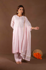 Urviya Chikankari Mul Chanderi Pink Thread work and Gotta work Gala Boota Suit