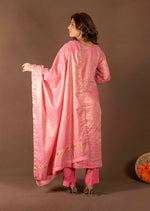 Urviya Chikankari Semi Tissue Cutdaana Pearl Work Panel Suit