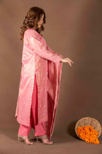 Urviya Chikankari Semi Tissue Cutdaana Pearl Work Panel Suit