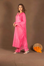 Urviya Chikankari Viscose Georgette Mukaish Full Jaal Suit Pink Suit