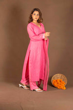 Urviya Chikankari Viscose Georgette Mukaish Full Jaal Suit Pink Suit