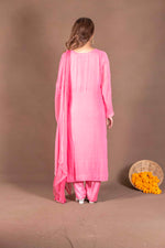 Urviya Chikankari Viscose Georgette Mukaish Full Jaal Suit Pink Suit