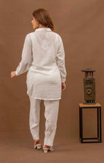Urviya Chikankari Rayon White Ghaaspatti Coord Set