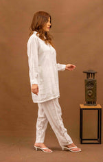 Urviya Chikankari Rayon White Ghaaspatti Coord Set