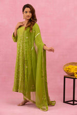 Urviya Chikankari Viscose Georgette Green Gotta patti Jaal Bakhiya Zari Work Suit