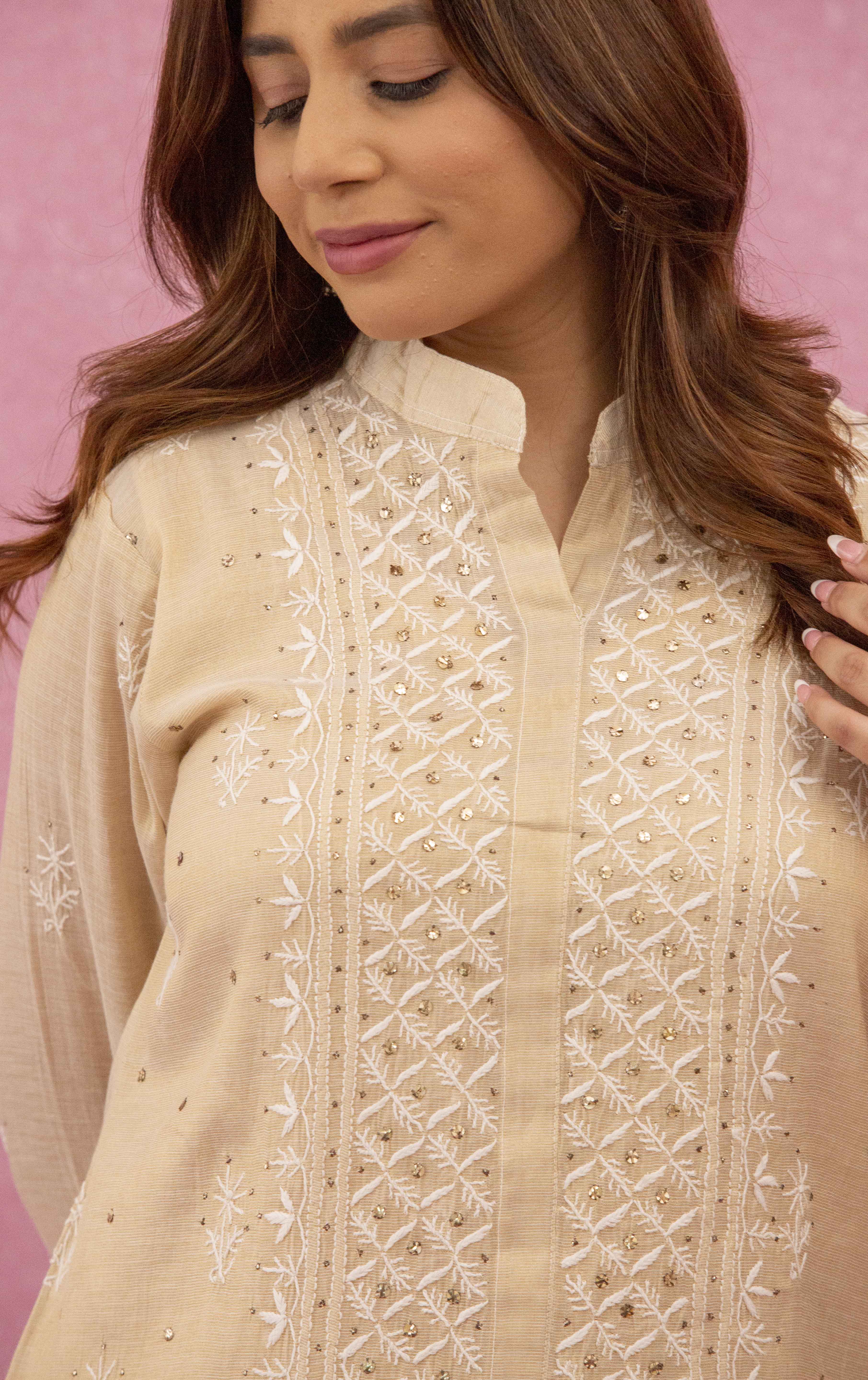 Urviya Chikankari Tissue Yellow Mukaish Coord Set