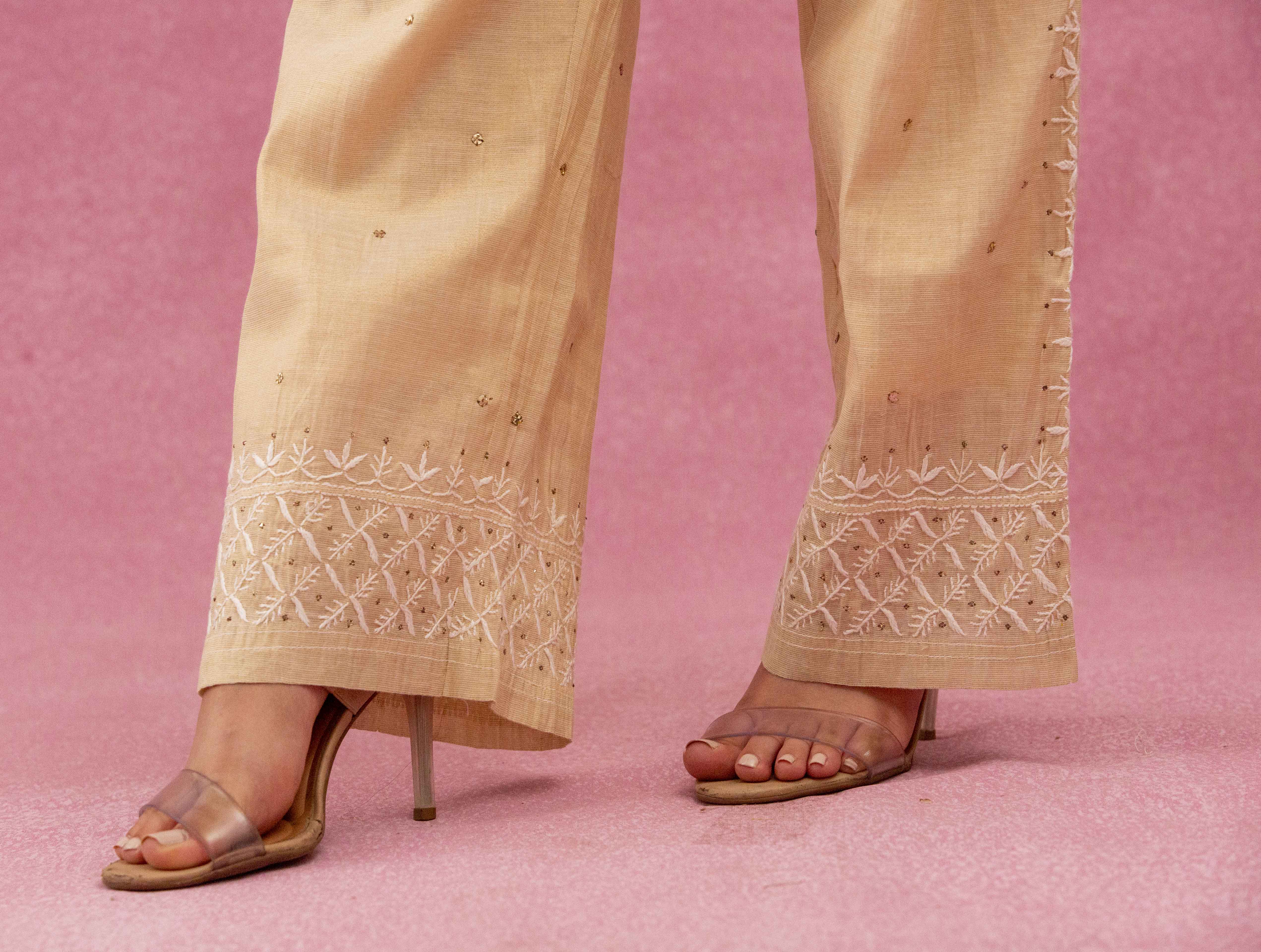 Urviya Chikankari Tissue Yellow Mukaish Coord Set