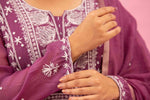 Urviya Chikankari Mul chanderi Purple Pearl Work Cutdaana Panel Suit