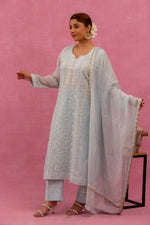 Urviya Chikankari Mul Chanderi Light Blue Mukaish Suit