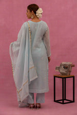 Urviya Chikankari Mul Chanderi Light Blue Mukaish Suit