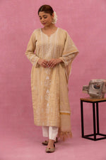 Urviya Chikankari Tissue Yellow Cutdaana Pearl Work Daraj Suit