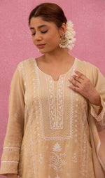 Urviya Chikankari Tissue Yellow Cutdaana Pearl Work Daraj Suit