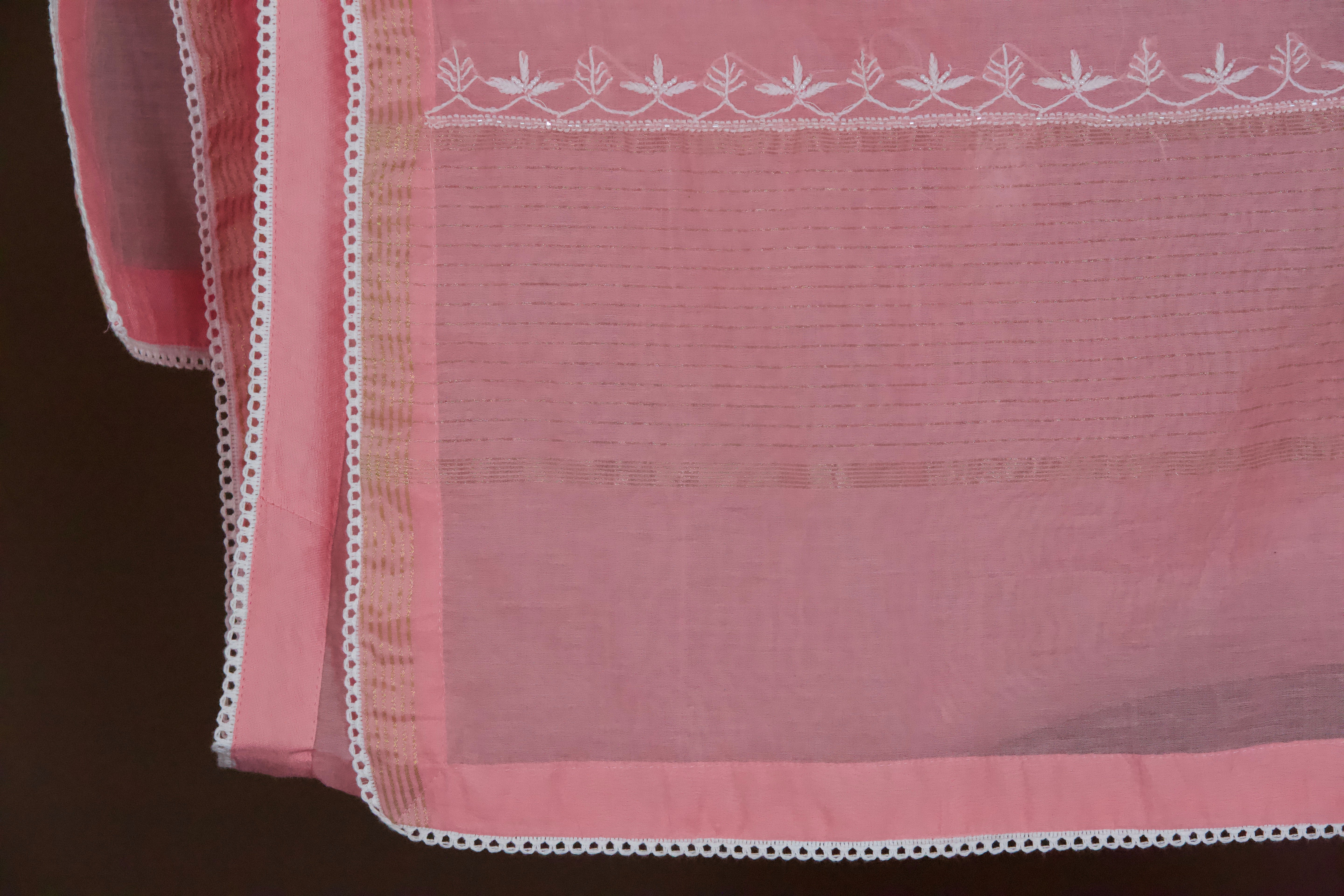 Premium Mul Chanderi Chikankari Sharara Set with  Pearl & Cutdana Work (3pc)