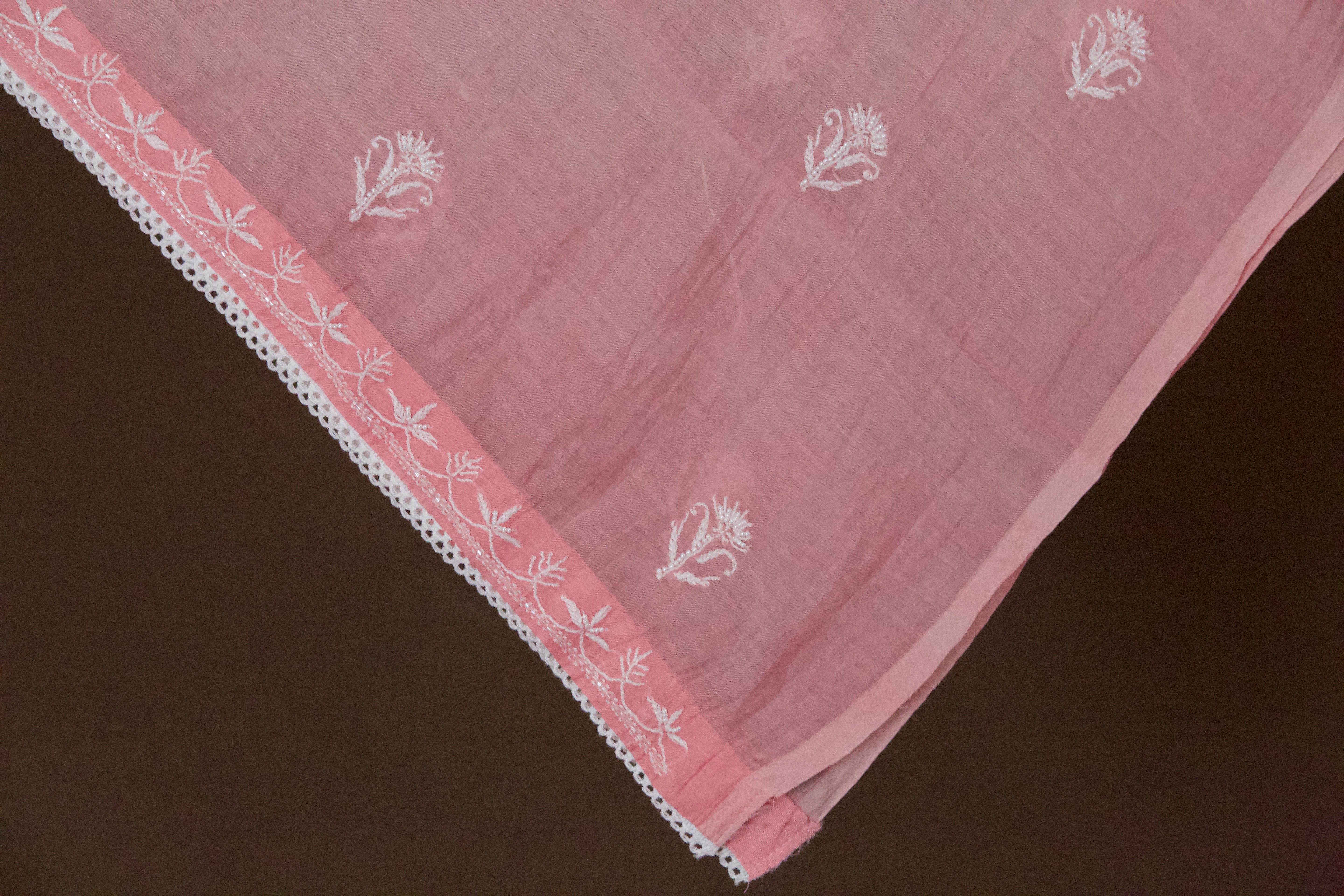 Premium Mul Chanderi Chikankari Sharara Set with  Pearl & Cutdana Work (3pc)