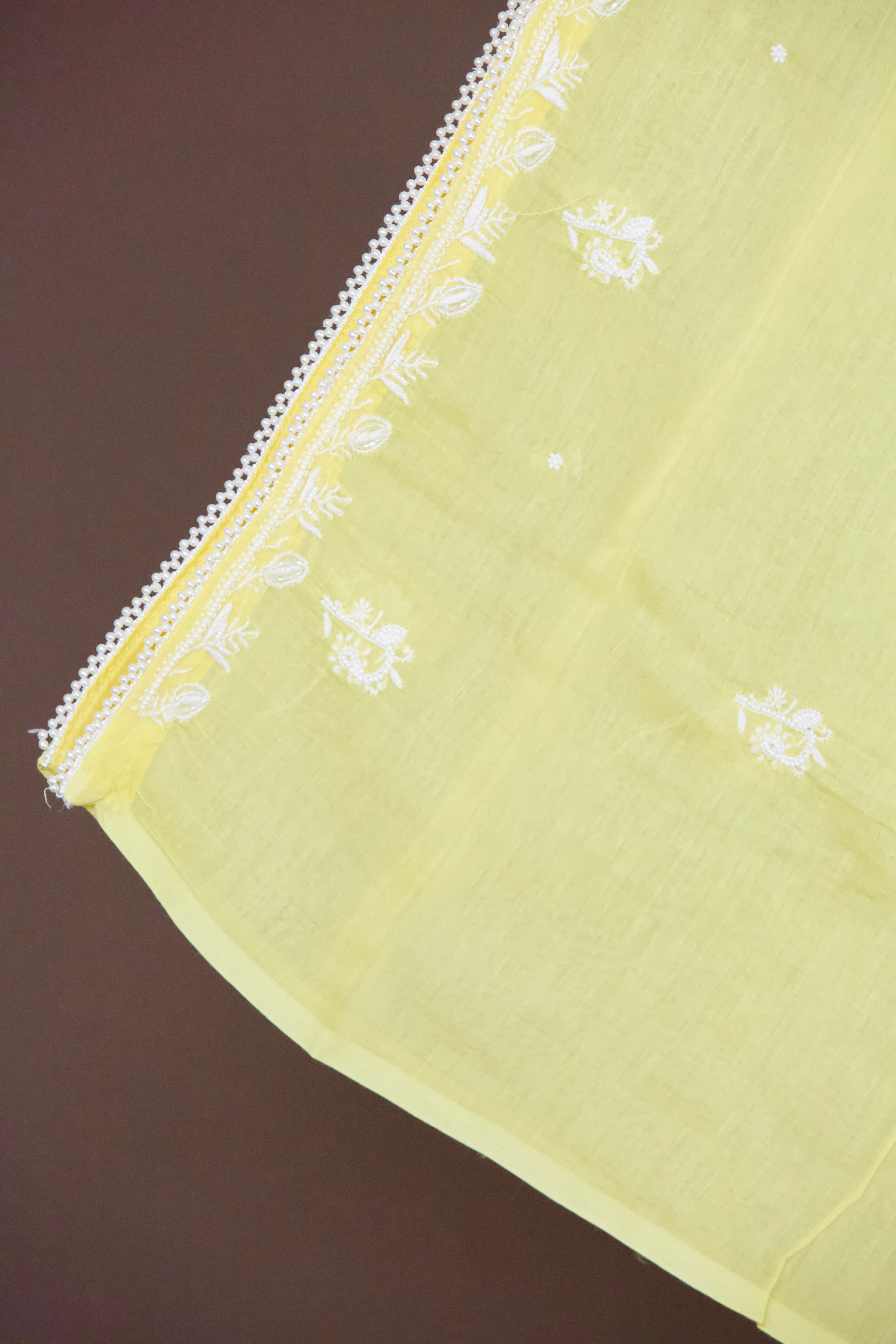 Premium Mul Chanderi Chikankari Sharara Set with Pearl & Cutdana Work (3pc)